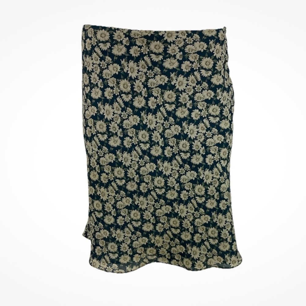 Vintage Express 90's Sz 8 Daisy Print Slip Layered Side Buttoned Hippie Skirt